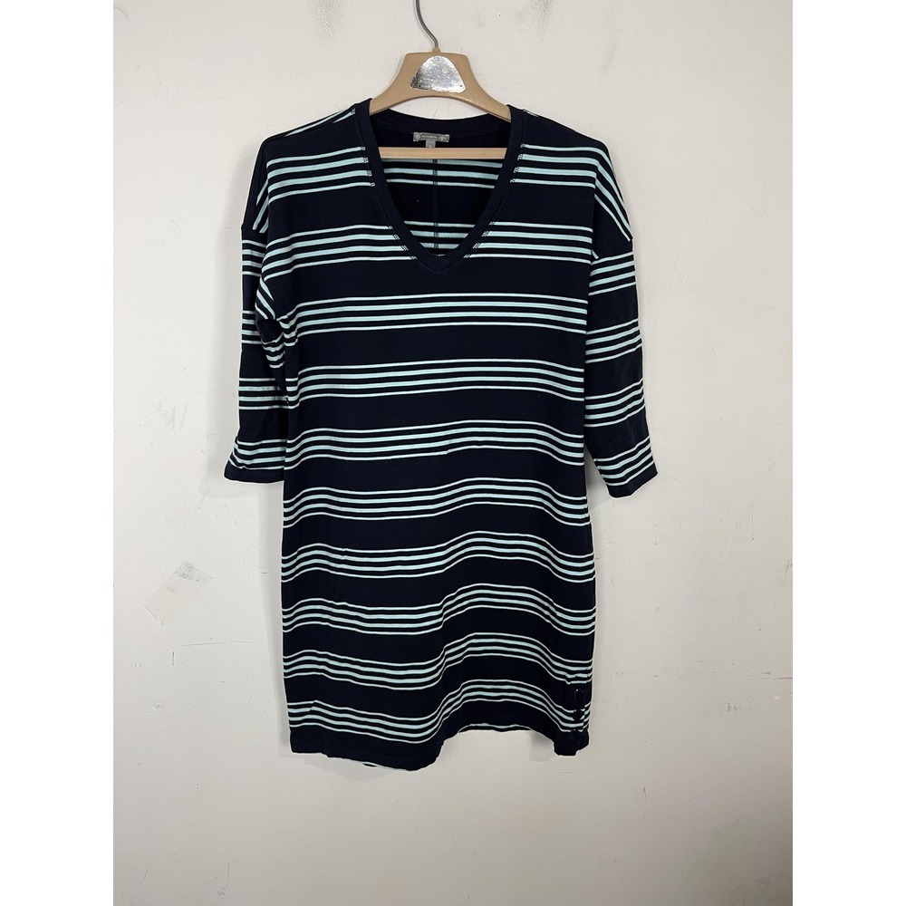T by Talbots Dress Womens Medium Navy Blue Nautical‎ UPF 50+ Terry Coastal Beach